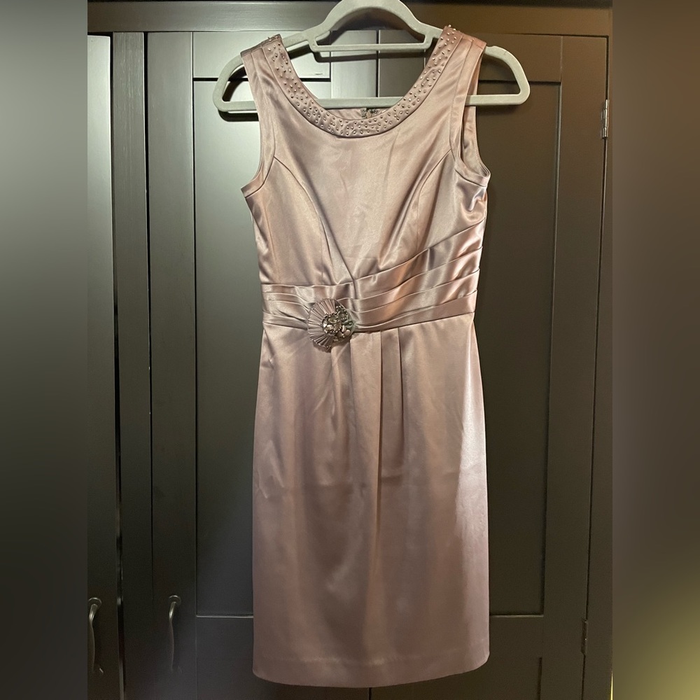 Like new RW & Co charcoal, satin dress, size 00